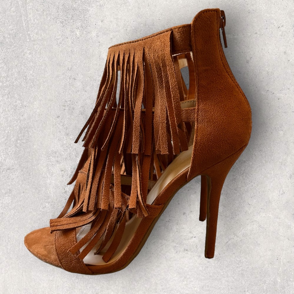 Wild Diva Suede Fringe Heels